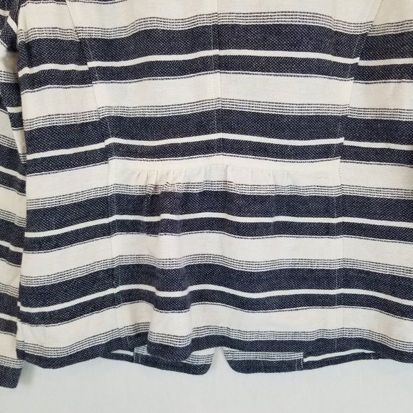 Loft Blue & Ivory Striped Linen Blend Blazer Sz 0 - Picture 5 of 5